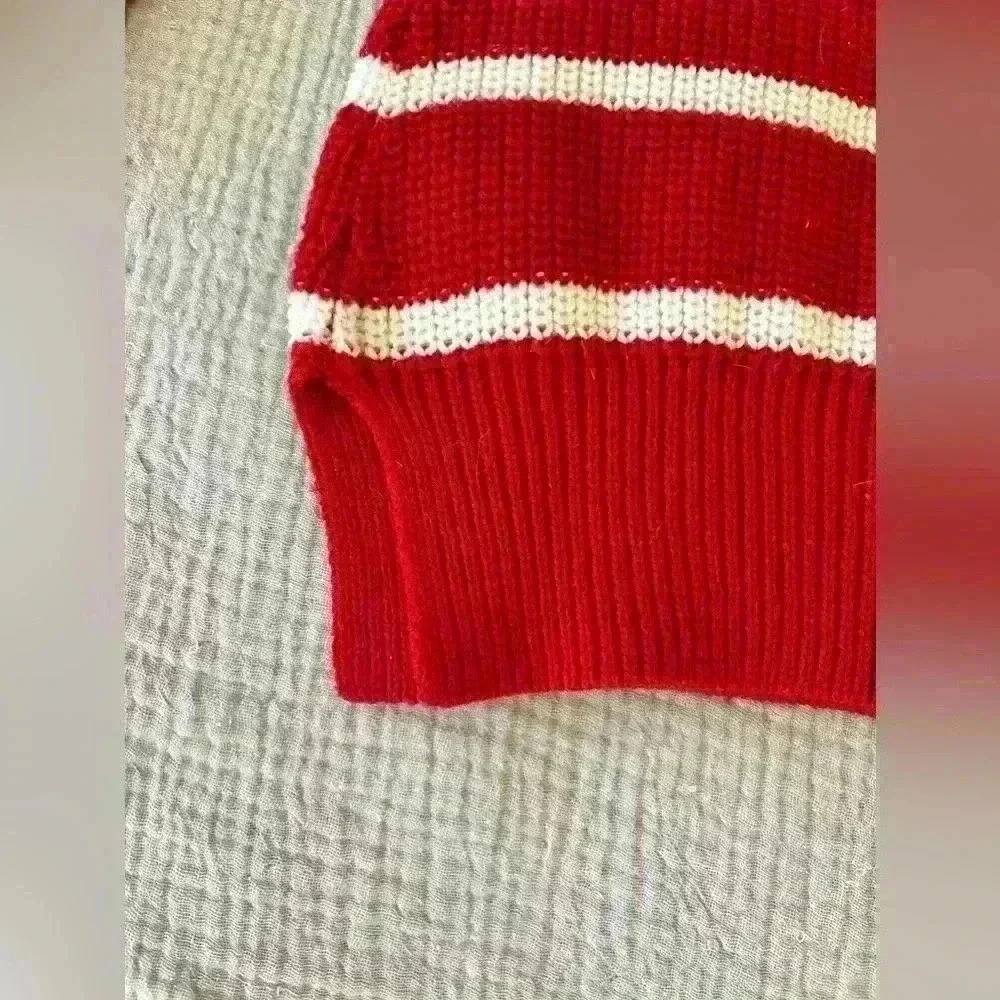 Who.A.U California Dream Vintage Red & White Striped Knit Sweater Pullover | XS - Picture 5 of 6
